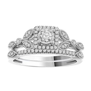LADIES ENGAGEMENT RING 0.20CT ROUND DIAMOND 10K WHITE GOLD