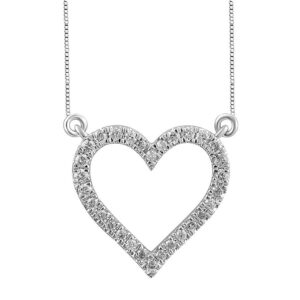 LADIES NECKLACE 0.15CT ROUND DIAMOND 10K WHITE GOLD