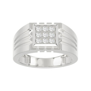 Sterling Silver Diamond Ring For Men 0.35Ct Round Cut Square Cluster Mens Ring Fine Jewelry Gift For Him