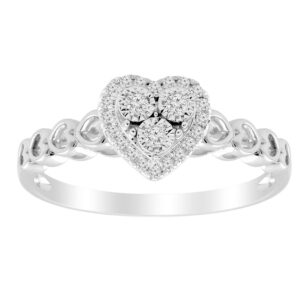 LADIES RING 0.12CT ROUND DIAMOND 10K WHITE GOLD