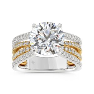 LADIES RING 3 5/8CT ROUND DIAMOND 14K WHITE/YELLOW GOLD (CENTER STONE ROUND DIAMOND 3CT )
