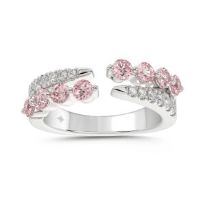 ETERNAL BLUSH COLLECTION LADIES RING 1CT ROUND DIAMOND 14K WHITE GOLD