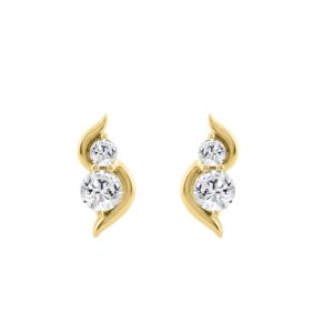 Luxury 14K Yellow Gold Lab Grown 1.00Ct Round Diamond Ladies Earrings Two Stone Fashion Earrings For Her (Color F-G -Clarity Vs1/Vs2)