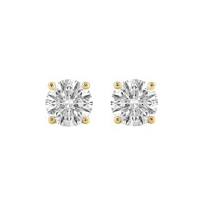 14K Yellow Gold 3.00 Ct Round Brilliant Diamond Stud Earrings Lab Grown Diamond Solitaire Earrings For Women Fine Jewelry Gift