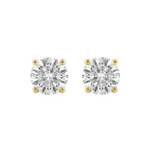 14K Yellow Gold 4.00 Ct Lab Grown Round Diamond Stud Earrings Brilliant Cut Diamond Earrings For Women