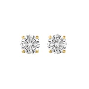 Luxury 14K Yellow Gold 2 1/2Ct Round Diamond Stud Earrings Classic Lab Grown Diamond Solitaire Earrings
