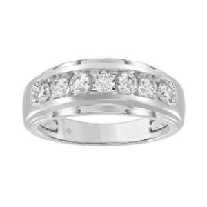 Luxury 14K White Gold 1.00Ct Men's Round Cut Lab Grown Diamond Band