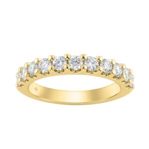 Luxury 14K Yellow Gold 1.00Ct Ladies Wedding Band With Round Brilliant Diamonds