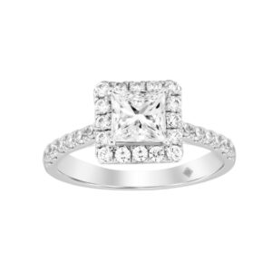 LADIES RING 1 1/2CT ROUND/PRINCESS DIAMOND 14K WHITE GOLD (CENTER STONE PRINCESS DIAMOND 1CT)