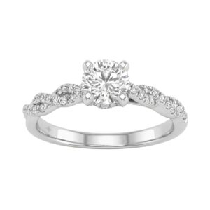 1 1/2Ct Round Lab-Grown Diamond Engagement Ring In 14K White Gold Ladies Bridal Ring 3/4Ct Round Center Stone (Color F-G -Clarity Vs1/Vs2)