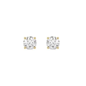 Luxury 14K Yellow Gold 1 1/2Ct Round Diamond Stud Earrings Classic Lab Grown Diamond Solitaire Earrings