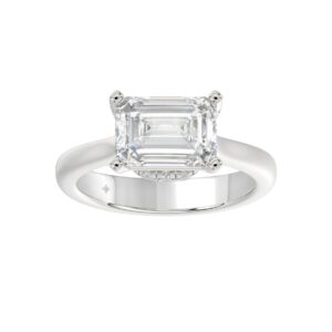 LADIES RING 3 1/4CT ROUND/EMERALD DIAMOND 14K WHITE GOLD (CENTER STONE EMERALD DIAMOND 3CT)