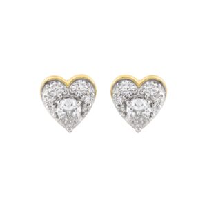 Elegant 14K Yellow Gold Diamond Heart Earrings Featuring 1/2Ct Round & Pear Shape Stones In A Sparkling Cluster Design,Perfect Gift For Her, Anniv