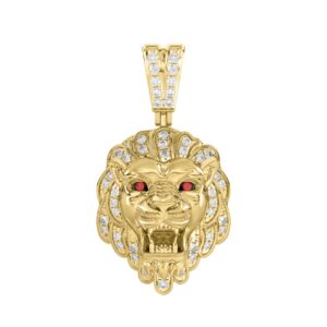 10K YELLOW GOLD 1/2CT ROUND/RUBY DIAMOND MEN'S CHARM PENDANT