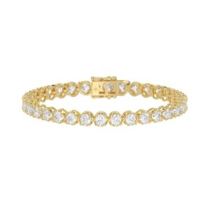Luxury 14K Yellow Gold Round Diamond Tennis Bracelet 10.00 Ct Elegant Women Jewelry (Color F-G -Clarity Vs1/Vs2)