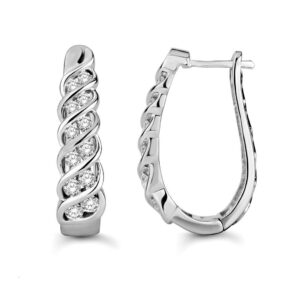 LADIES EARRINGS 1.00CT ROUND DIAMOND 14K WHITE GOLD