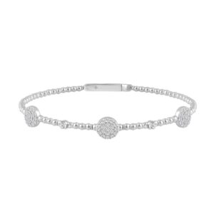 9K WHITE GOLD 5/8CT ROUND DIAMOND LADIES BANGLE