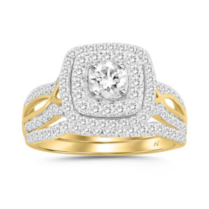 LADIES BRIDAL SET 1.00CT ROUND DIAMOND 14K YELLOW GOLD