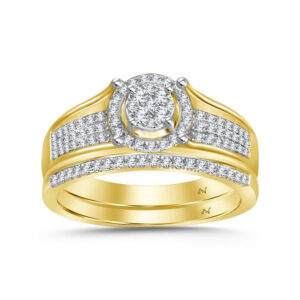 LADIES BRIDAL SET 0.30CT ROUND DIAMOND 10K YELLOW GOLD