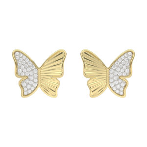LADIES EARRINGS 0.16CT ROUND DIAMOND 10K YELLOW GOLD