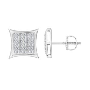 Sterling Silver 0.25Ct Round Diamond Kite Design Cluster Earrings Elegant Yuva Fashion Earrings