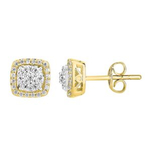 LADIES EARRINGS 0.50CT ROUND DIAMOND 10K YELLOW GOLD