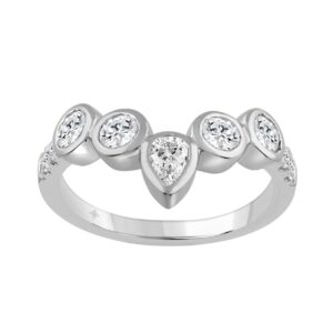 14K WHITE GOLD 1.00CT ROUND/PEAR DIAMOND LADIES BAND