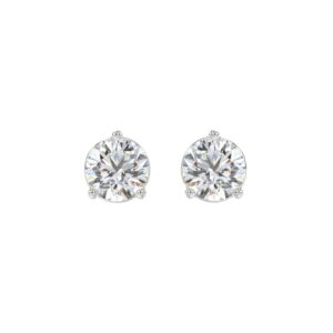 14K WHITE GOLD 3CT ROUND DIAMOND LADIES SOLITAIRE EARRINGS (CENTER STONE ROUND DIAMOND 1 1/2CT)