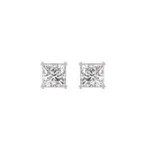 LADIES SOLITAIRE EARRINGS 1 1/2CT PRINCESS DIAMOND 14K WHITE GOLD (CENTER STONE PRINCESS DIAMOND 3/4CT)