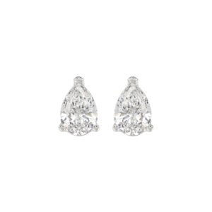 LADIES SOLITAIRE EARRINGS 2 1/2CT PEAR DIAMOND 14K WHITE GOLD