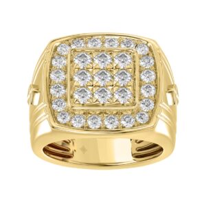 10K YELLOW GOLD 2.00CT ROUND DIAMOND MEN'S RING