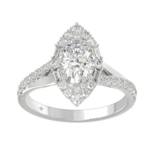 14K WHITE GOLD 2.00CT ROUND/OVAL/BAGUETTE DIAMOND LADIES RING