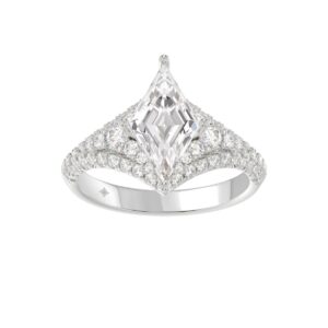 14K WHITE GOLD 2 3/4CT ROUND/LOZENGE DIAMOND LADIES RING