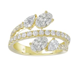 LADIES RING 2.00CT ROUND/OVAL/PEAR DIAMOND 14K YELLOW GOLD