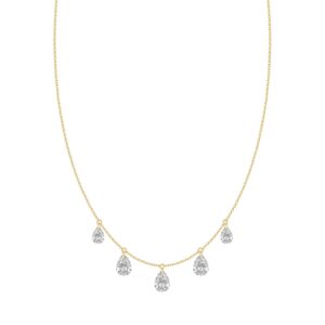 14K Yellow Gold 2.00 Ct Pear Shape Diamond Necklace For Women Pear Cut Diamond Fine Luxury Jewelry Gift
