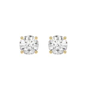 14K Yellow Gold 4.00 Ct Lab Grown Round Diamond Stud Earrings Brilliant Cut Diamond Earrings For Women