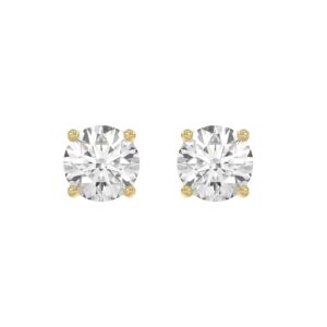 14K Yellow Gold 5.00 Ct Lab Grown Round Diamond Stud Earrings Brilliant Cut Diamond Earrings For Women