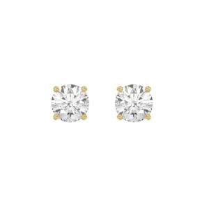 Luxury 14K Yellow Gold 2 1/2Ct Round Diamond Stud Earrings Classic Lab Grown Diamond Solitaire Earrings