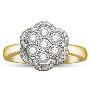 LADIES RING 0.25CT ROUND DIAMOND 10K YELLOW GOLD