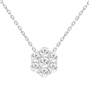 LADIES PENDANT WITH CHAIN 0.50CT ROUND DIAMOND 14K WHITE GOLD