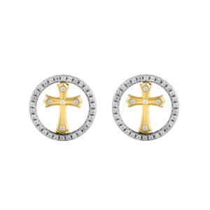 LADIES EARRINGS 0.25CT ROUND DIAMOND 14K YELLOW GOLD
