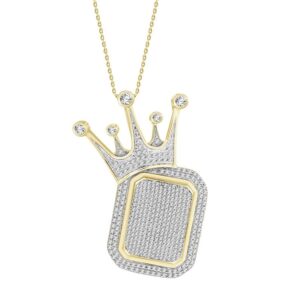 MEN'S CHARM PENDANT 1.00CT ROUND DIAMOND 10K YELLOW GOLD