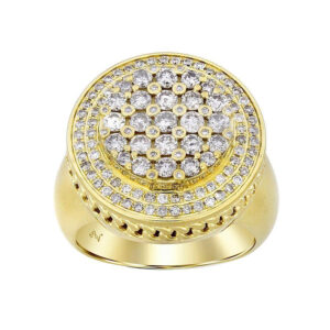 MEN'S RING 2.00CT ROUND DIAMOND 10K YELLOW GOLD