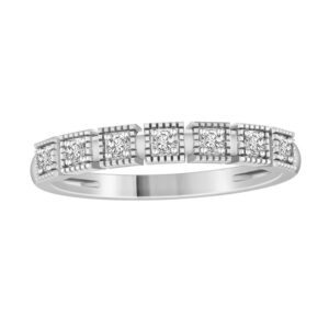 LADIES STACKABLE BAND 0.15CT ROUND DIAMOND 10K WHITE GOLD