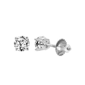 LADIES EARRINGS 1.50CT ROUND DIAMOND 14K WHITE GOLD
