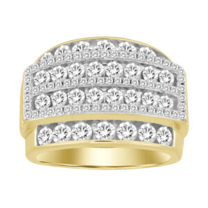 MEN'S RING 3.00CT ROUND DIAMOND 14K YELLOW GOLD