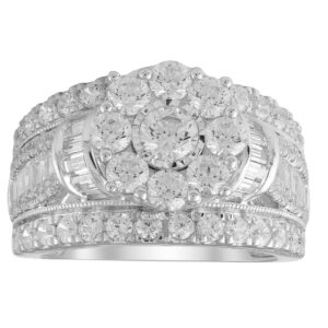 LADIES SEMI MOUNT RING 3.00CT ROUND/BAGUETTE DIAMOND 10K WHITE GOLD(SI QUALITY) (CENTER STONE 0.28 CT ROUND DIAMOND)