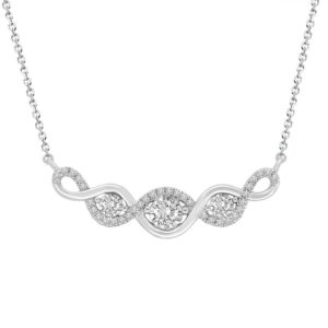 LADIES NECKLACE 0.25CT ROUND DIAMOND 10K WHITE GOLD