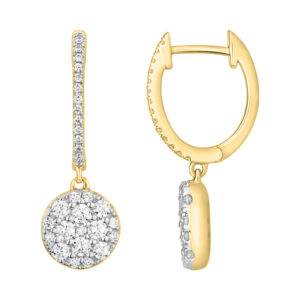 LADIES EARRINGS 1.00CT ROUND DIAMOND 14K YELLOW GOLD
