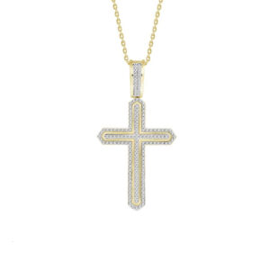 MEN'S PENDANT 0.75CT ROUND DIAMOND 14K YELLOW GOLD(SI QUALITY)